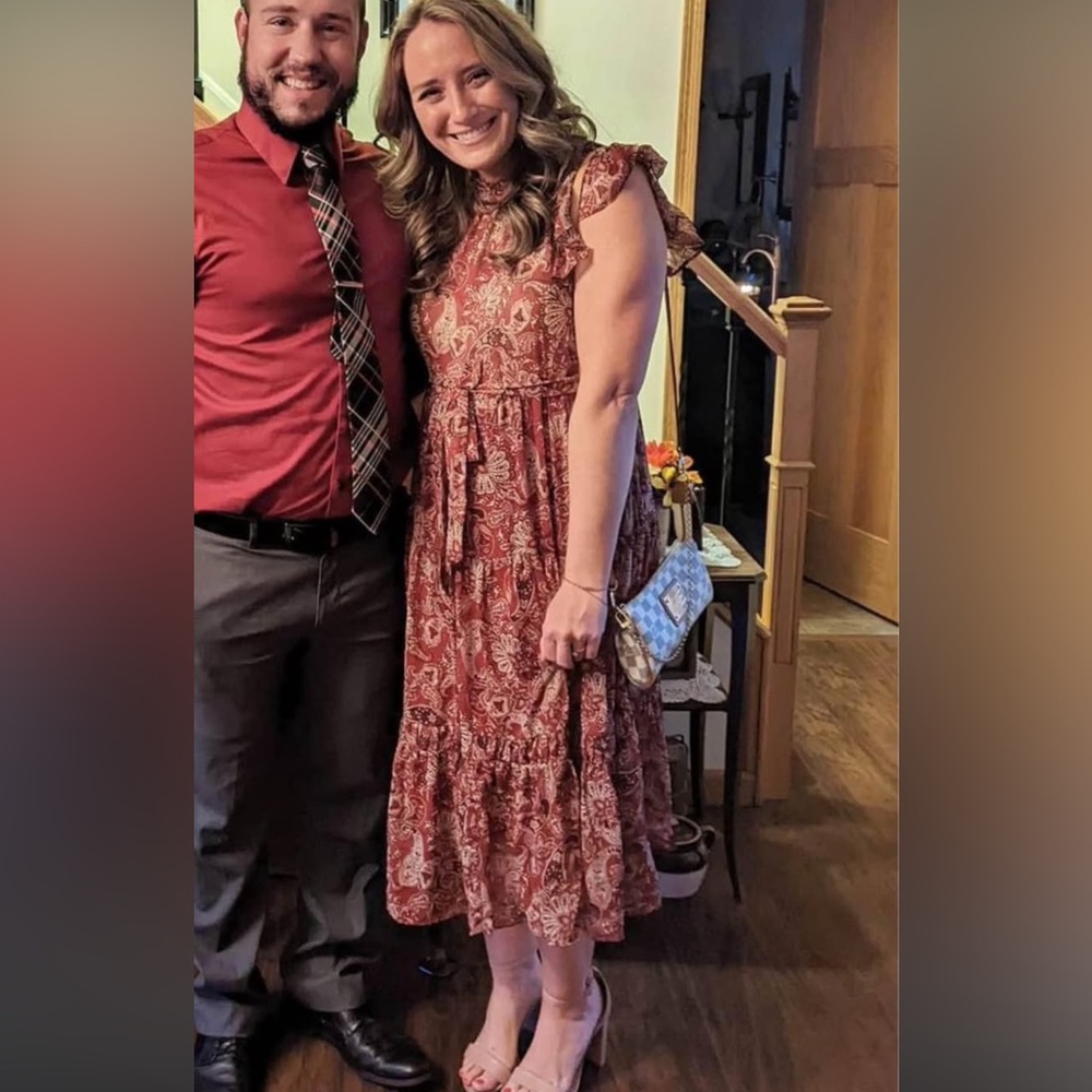 Moon River Red Paisley Midi dress